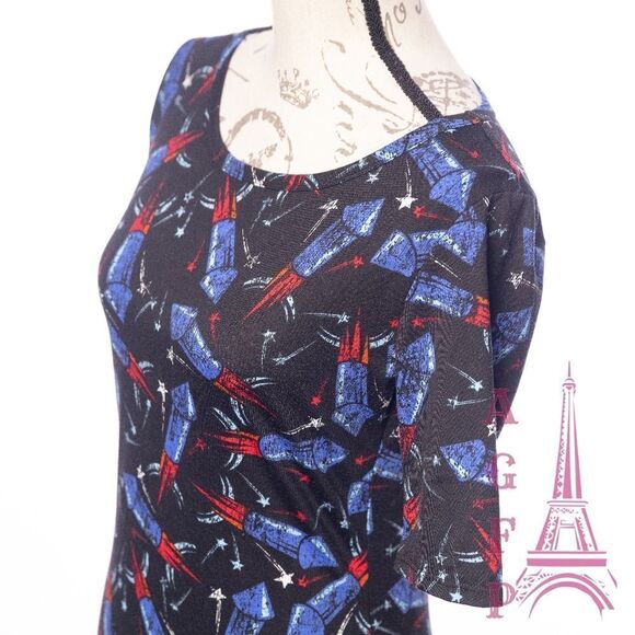 Lularoe Julia dress size S fireworks red blue Firecracker casual comfy  💖2/$30 - Picture 8 of 12